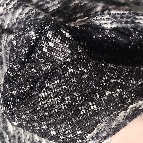 NATORI VINTAGE Fuzzy Wool Sweater 1X Mock Neck Black White Nylon Tunic Length - Picture 12 of 15